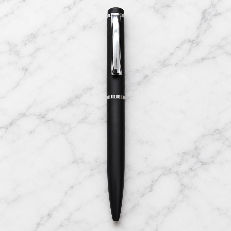 Black Metal Twist Ball Pen with Stylish Silver Clip | Blue Ink | Screw Type Metal Refill | 1 Extra Refill