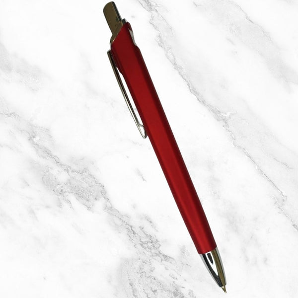 Matte Red Ball Pen with Silver Clip – Blue Ink | BallPenBazaar