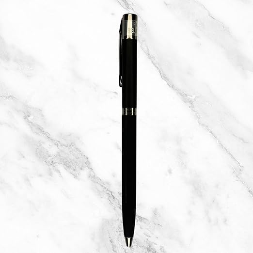 Premium Black Ink Pen – Sleek Silver and Black Body | Twist Mechanism | Elegant Writing