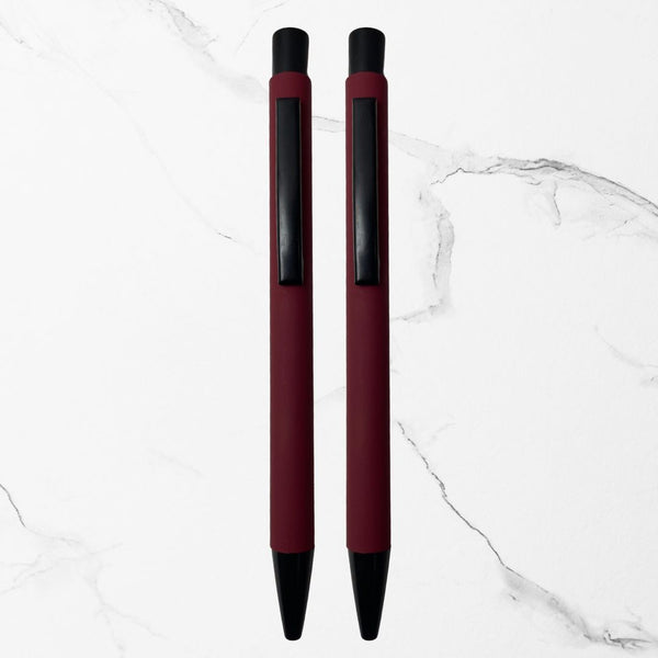Premium Matte Maroon Ball Pens (Pack of 2) – Smooth Blue Ink | Stylish Click Pens for Office, School & Corporate Gifting