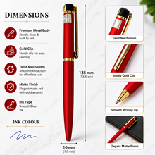 Red and Gold Metal Ball Pen – Blue Ink | BallPenBazaar