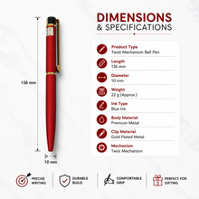 Red and Gold Metal Ball Pen – Blue Ink | BallPenBazaar