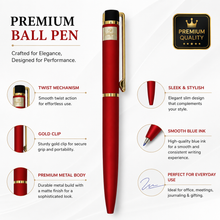 Red and Gold Metal Ball Pen – Blue Ink | BallPenBazaar