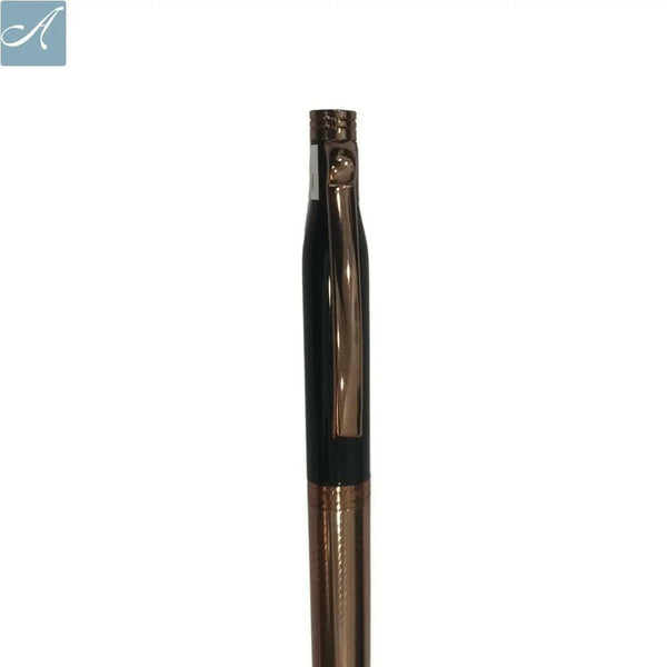Rose Gold and Black Color Body Pen – Sleek Twist Design, Smooth Black Ink Flow.