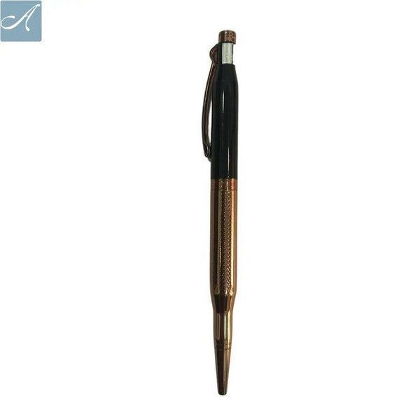 Rose Gold and Black Color Body Pen – Sleek Twist Design, Smooth Black Ink Flow.