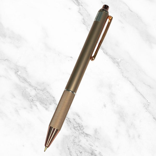 Rose Gold & Brown Metal Pen – Black Ink | BallPenBazaar