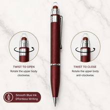 Ballpen Bazaar Matt Maroon Ball Pen with Silver Clip & Rudraksha Top | Twist Mechanism | Blue Ink | Premium Metal Ball Pen