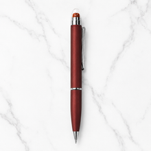 Ballpen Bazaar Matt Maroon Ball Pen with Silver Clip & Rudraksha Top | Twist Mechanism | Blue Ink | Premium Metal Ball Pen