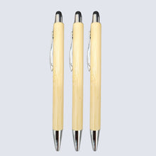Set Of 3 Stylus Wooden Colour Ball Pens with Silver Clip