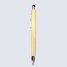 Set Of 3 Stylus Wooden Colour Ball Pens with Silver Clip