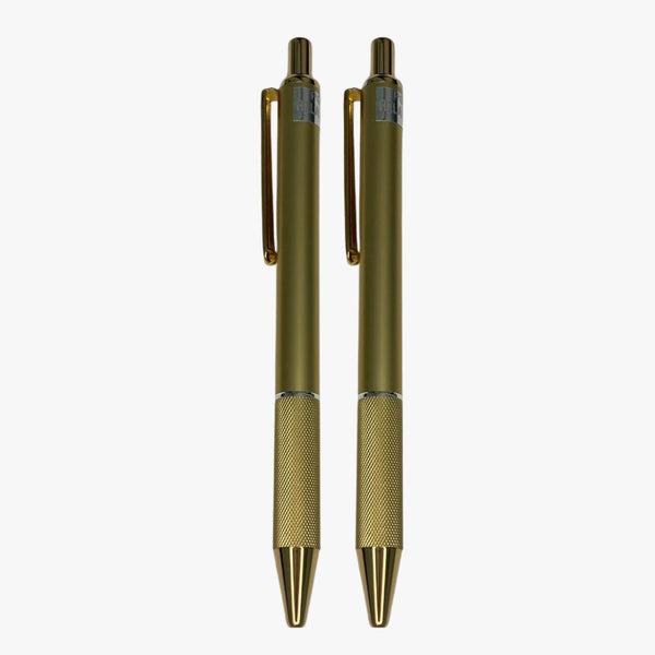 Set of 2 Metallic Glossy Full Gold Colour Body Click Mechanism Ball Pen – Blue Ink | Premium Writing Pens