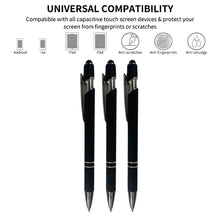 Set of 3 Matte Black Body Ball Pens – Silver Clip | Stylus Mobile Touch | Click Mechanism | Blue Ink
