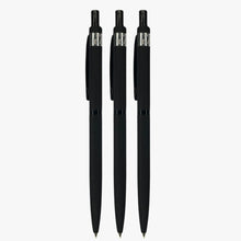 Set of 3 Matte Black Body Ball Pens with Black Clip | Click Mechanism | Smooth Blue Ink Writing
