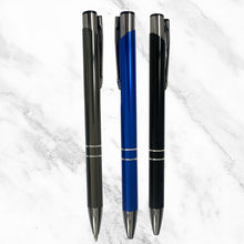 Set of 3 Glossy Ball Pens – Black, Blue, Gray | Blue Ink