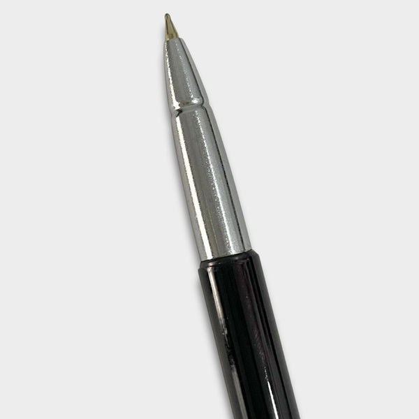 Set of 3 Metallic Glossy Black Body Ball Pens with Silver Cap
