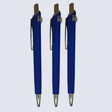 Set of 3 Metallic Glossy Blue Ball Pens with Silver Clip | Click Mechanism | Smooth Blue Ink