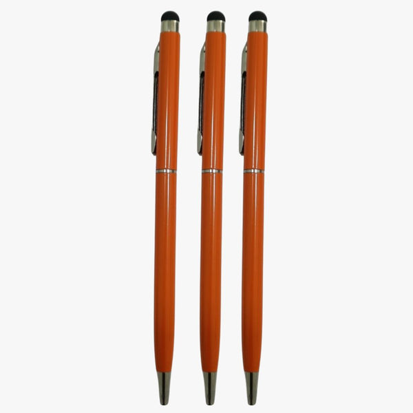 Set of 3 Orange Colour Body with Silver Clip Twist Ball Pens | Premium Metal Ball Pen for Men & Women | 0.6mm Screw Type Blue Ink Refill | Smooth Writing | Ideal Corporate Gift