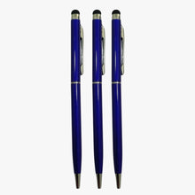 Set of 3 Premium Blue Stylus Twist Ball Pens for Men & Women | Silver Clip | 0.6mm Screw-Type Blue Ink Refills