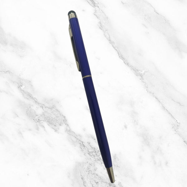 Set of 3 Premium Blue Stylus Twist Ball Pens for Men & Women | Silver Clip | 0.6mm Screw-Type Blue Ink Refills