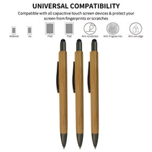 Set of 3 Wooden Finish Stylus Ball Pens – Silver Clip | Mobile Touch | Blue Ink