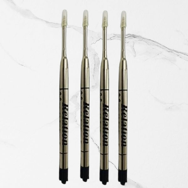 Set of 4 Metal Jotter Refills – 0.6mm Fine Point | Smooth Black Ink | Compatible with Jotter-Style Ball Pens