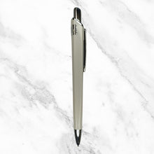 Set of 4 White Plastic Ball Pens with Silver Clip | Blue Ink