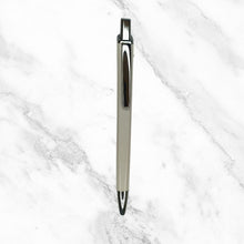 Set of 4 White Plastic Ball Pens with Silver Clip | Blue Ink