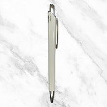 Set of 4 White Plastic Ball Pens with Silver Clip | Blue Ink