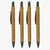 Set of 4 Stylus Wooden Colour Body Ball Pens with Silver Clip | Click Mechanism