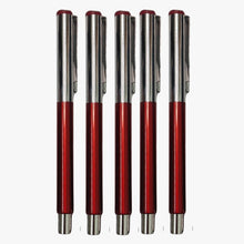 Set of 5 Metallic Glossy Red Body with Silver Cap Openable Ball Pens – Blue Ink | Premium Writing Collection