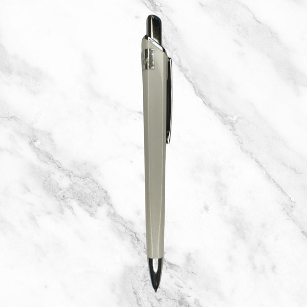 Set of 4 Plastic White Body Ball Pens with Silver Clip | Click Mechanism | Smooth Blue Ink