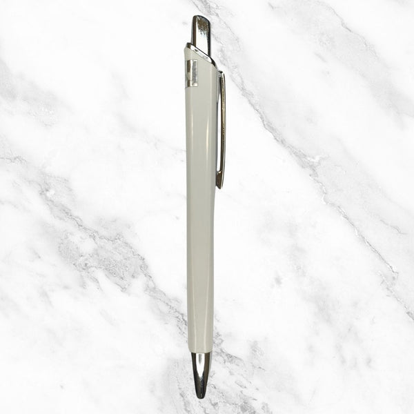 Set of 4 Plastic White Body Ball Pens with Silver Clip | Click Mechanism | Smooth Blue Ink