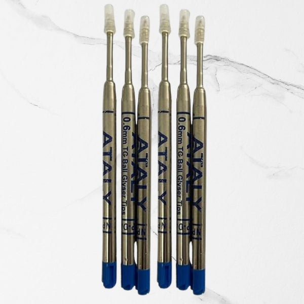 Set of 6 Metal Jotter Refills – 0.6mm Fine Blue Ink | Smooth Writing | Long-Lasting Premium Ball Pen Refills