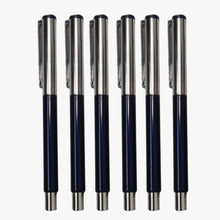 Set of 6 Metallic Glossy Blue Body Ball Pens with Silver Cap | Openable Mechanism | Smooth Blue Ink Writing