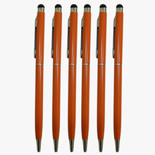 Set of 6 Orange Body Ball Pens with Silver Clip – Twist Mechanism | 0.6mm Screw Type Refill | Smooth Blue Ink | Best for Men & Women