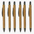 Set of 6 Stylus Wooden Colour Body Ball Pens with Silver Clip | Click Mechanism