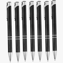 Set of 7 Metallic Glossy Black Body Ball Pens with Silver Clip | Click Mechanism | Smooth Blue Ink