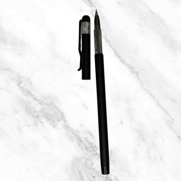 Slim Matt Black Ball Pen – Silver Grip | Blue Ink | Openable | BallPenBazaar