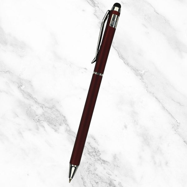 Maroon and Silver Mobile Touch Ball Pen – Blue Ink | BallPenBazaar