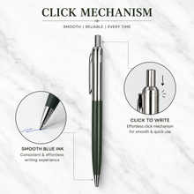 Silver & Green Ball Pen – Blue Ink | Stylish Click Pen