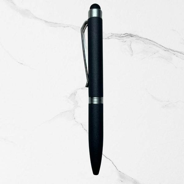 Stylus Matte Gunmetal Mini Ball Pen with Silver Clip | Premium Twist Mechanism | Smooth Blue Ink | Compact Stylish Pen