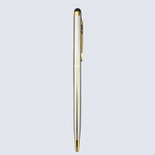 Set of 2 Premium Stylus Ball Pens – Glossy Rose Gold with Silver Clip & Glossy Silver with Gold Clip | Twist Mechanism | Blue Ink
