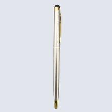 Set of 3 Stylus Metallic Glossy Silver Body Ball Pens with Gold Clip – Twist Mechanism | Blue Ink