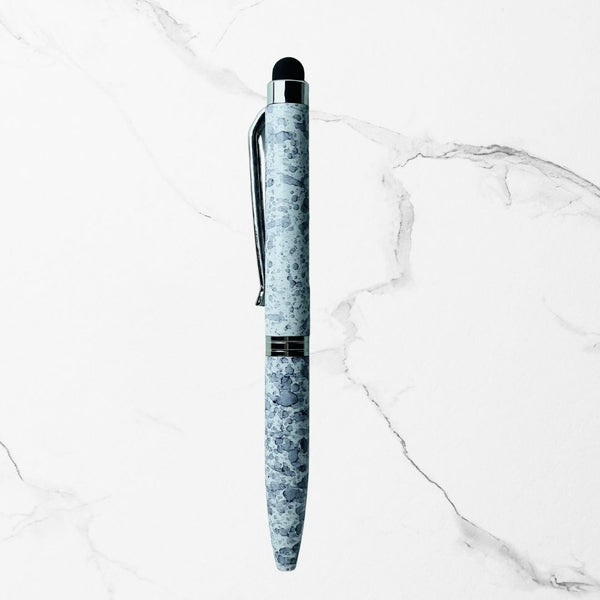 Stylus Metallic Glossy White Designer Mini Ball Pen with Silver Clip | Twist Mechanism | Smooth Blue Ink – BallPenBazaar