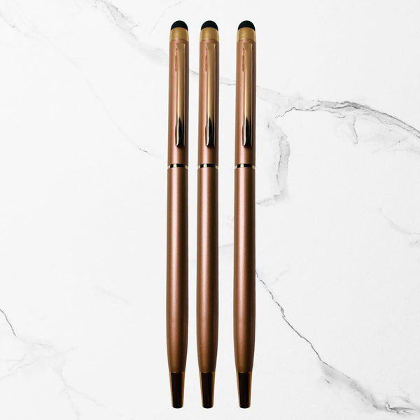 Stylus Rose Gold Ball Pens Pack of 3 | Premium Glossy Twist Pens | BallPenBazaar