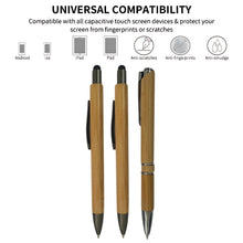 Set of 3 Wooden Finish Ball Pens – 2 Stylus Touch + 1 Classic | Silver Clip | Blue Ink