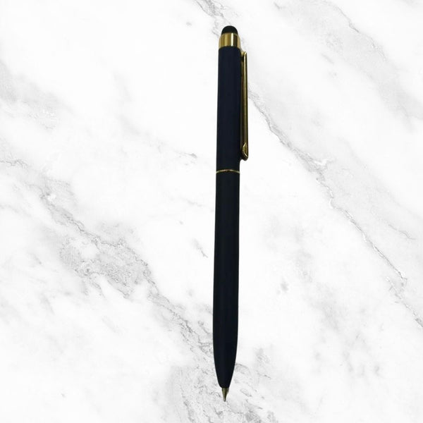 Fellowship's 2-in-1 Mobile Touch Matte Black Ball Pen – Twist Mechanism | Dual Ink (Blue & Red)