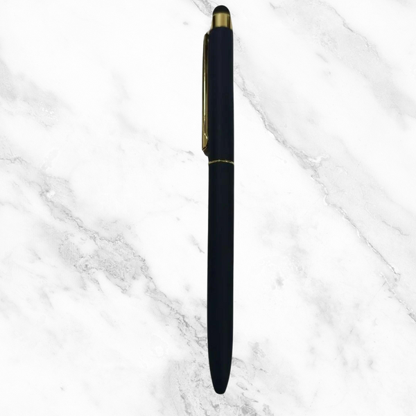 Fellowship's 2-in-1 Mobile Touch Matte Black Ball Pen – Twist Mechanism | Dual Ink (Blue & Red)