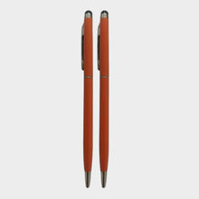 Combo of 2 Orange Stylus Twist Ball Pens – Glossy Finish | 0.6mm Blue Ink | Touchscreen Compatible | Smooth Writing
