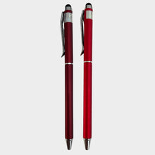 Combo of 1 Red and 1 Maroon Stylus Twist Ball Pens – Dual Glossy Variants | Twist Mechanism | 0.6mm Blue Ink | Mobile Compatible